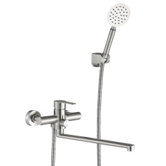 Смеситель для ванны EVA GOLD Монтес с лейкой и шлангом, нержавейка