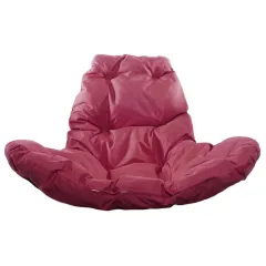 Кресло подвесное с ротангом ОВАЛ коричневое с бордовой подушкой