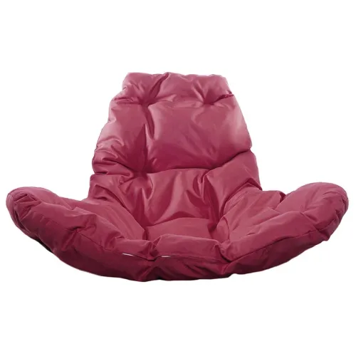 Кресло подвесное с ротангом ОВАЛ коричневое с бордовой подушкой