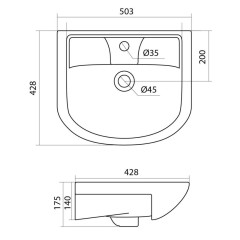 Умывальник мебельный 50 Ладога с отв., белый