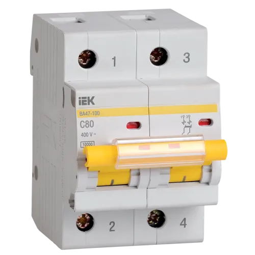 Выключатель автоматический 2-пол. 80А C 10кА ВА47-100 ИЭК MVA40-2-080-C
