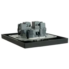 Розетка 2-ая 2P ЭМИЛИ шторки черный RST16-5116-05