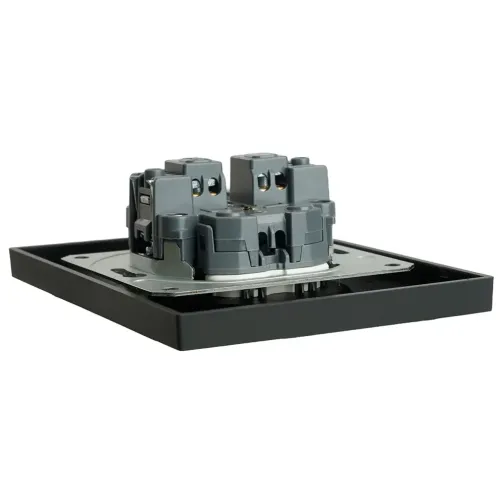 Розетка 2-ая 2P ЭМИЛИ шторки черный RST16-5116-05