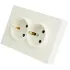 Розетка 2-ая 2P+E ЭМИЛИ шторки белый RST16-5114-01