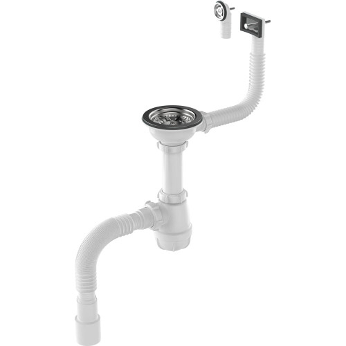 Сифон для мойки Z-PRO 3 1/2' с гибкой трубой 40х50, с прямоугольным/круглым переливом (1005)