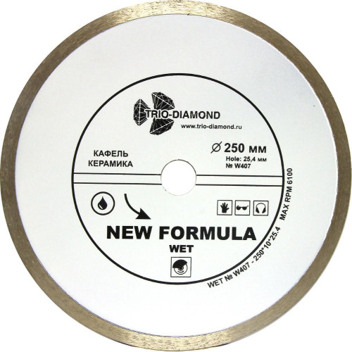 Диск алмазный TRIO-DIAMOND New Formula 250х25,4 мм (W407)