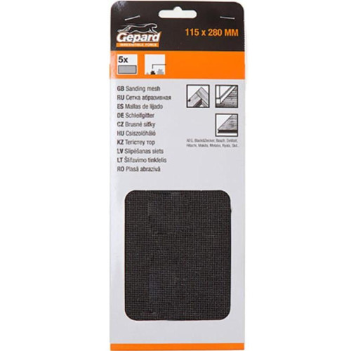 Сетка шлифовальная GEPARD 115x280мм Р80 5шт (GP5013-80)