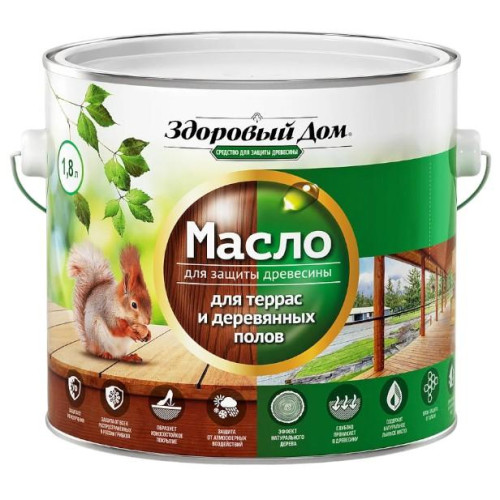 Масло Здоровый Дом для террас и деревянных полов  орех 1,8л