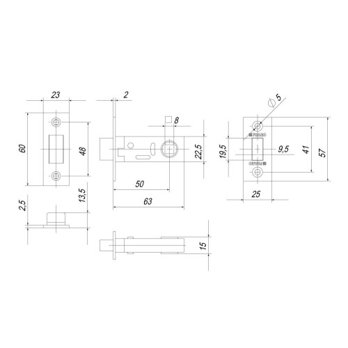 Защелка магнитная FUARO MAGNM12-50-25 (M12-50-25)  BL черный (47619)