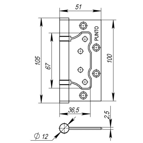 Петля накладная PUNTO IN 4200 W-HD 100x2,5 BL черный (44711)
