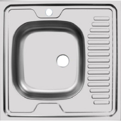 Мойка нерж. накладная Эконом 60х60 см левая, глуб. 13см, тол. 0,4мм (без сифона)