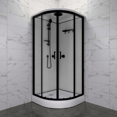 Душевая кабина ТРИТОН 90х90см низ. поддон, ПРАЙМ БЛЭК, белое заднее стекло, М3 (3 кор)