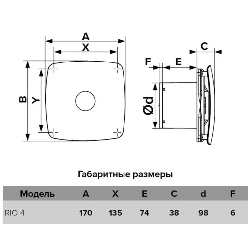 Вентилятор осевой вытяжной D100 RIO 4C Matt white