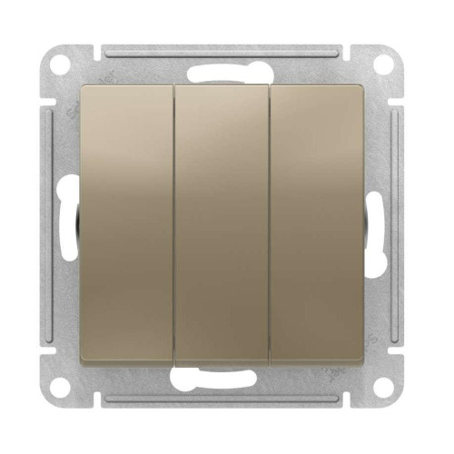 Выключатель 3-кл AtlasDesign 10A IP20(cх.1+1+1)шампань SchE ATN000531