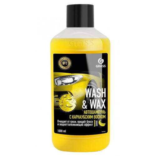 Автошампунь GRASS Wash & Wax с карнаубским воском и ароматом банана 1л (110410)