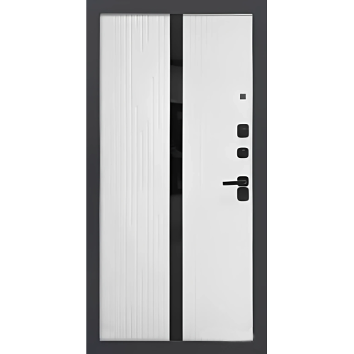 Дверь метал. LUKSE 502 серый муар графит/белый софт (2050*960, Правая)
