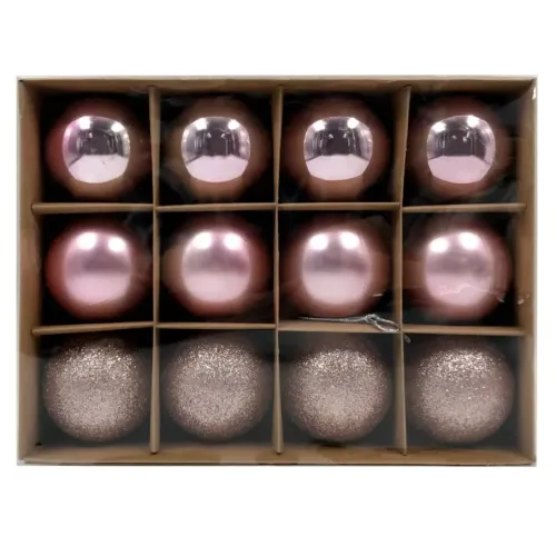 Шары новогодние WINTER GLADE 6см 12шт розовый микс 6012G006 (1381826)