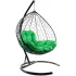 Кресло подвесное с ротангом XL черное с зеленой подушкой