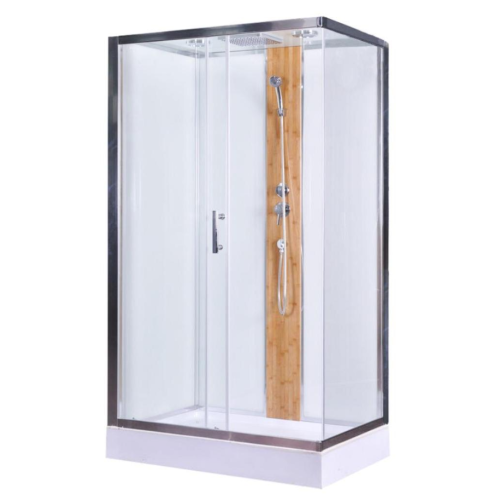 Душевая кабина EVA GOLD 80х120х215см низ. поддон, белое заднее стекло,чёрный профиль, БАМБУК 1806B-S L/R (4кор.)