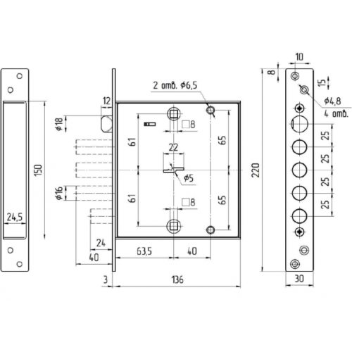 Замок врезной б/руч. МЕТТЭМ ЗВ9 144.0.0 (05399)