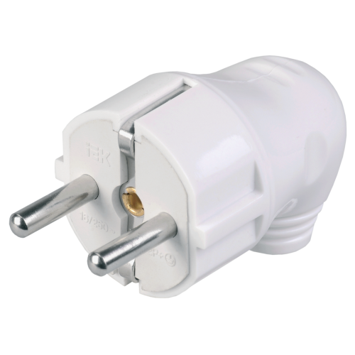 Вилка IEK 2P+E угловая 16А белая EVP11-16-01-K01 (568485)