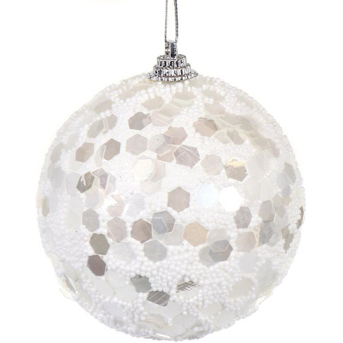 Шар новогодний 8см, белый (SYPMQF-1122139)