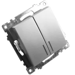 Выключатель 2-кл Катрин с подсветкой серебро GLS10-7102-03