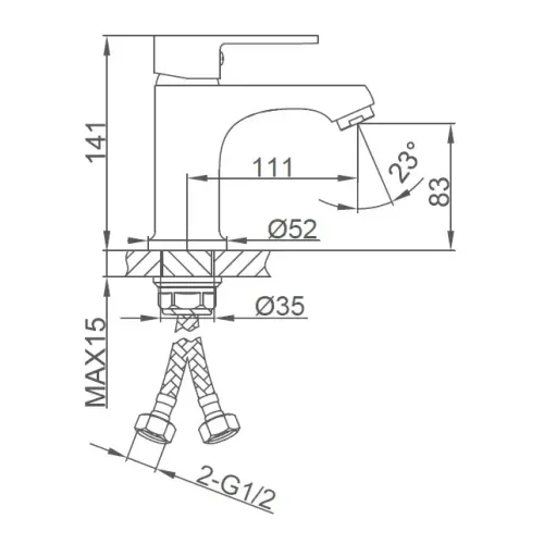 Смеситель для умывальника FRUD R10157-6 чёрный