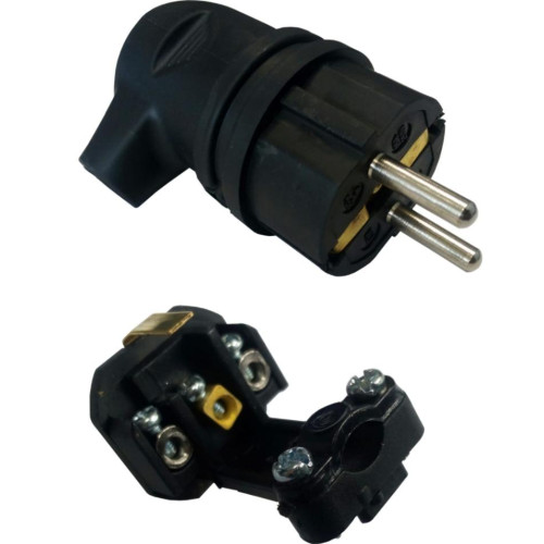 Вилка AY-KA 2P+E угловая 16А каучук IP44 (Турция) 5511200