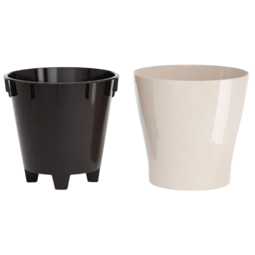 Горшок для цветов ЛЕЯ двойной бежевый 17л М8865 (275741)