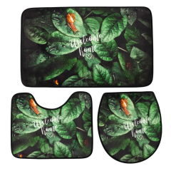 Набор ковриков для ванной и туалета 3шт ДОЛЯНА 50х80см+50х45см+38х43см Тропики  (6073526)