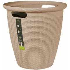 Кашпо InGreen Rattan молочный шоколад 20 л, внутренний горшок 11 л (164-353)