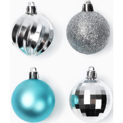 Шары новогодние набор 10шт, диаметр 5см бирюзовый/серебристый (10419994)