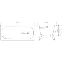 Ванна стальная ANTIKA 105х65х40см с ножками