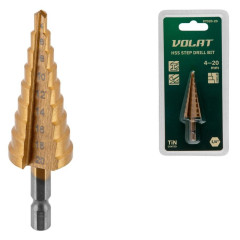 Сверло по мет. ступенчатое ВОЛАТ HSS TIN 4-20 мм (87020-20)