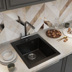 Мойка комп. MIXLINE ML-GM14 420х500x190мм, ультрачерная (344), сифон