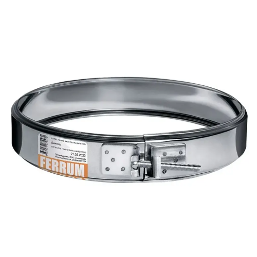 Дымоход хомут обжимной 0,5мм Ф135 нержавеющая сталь (Феррум)