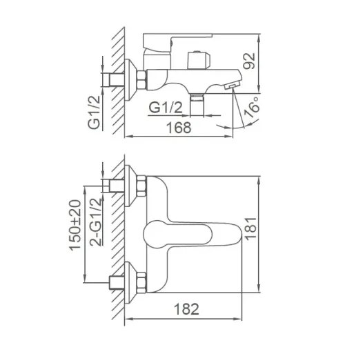 Смеситель для ванны FRUD R32157-6, чёрный