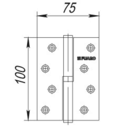/Петля врезная Fuaro 100*75*2,5  BL/BN черный глянец L (43443)