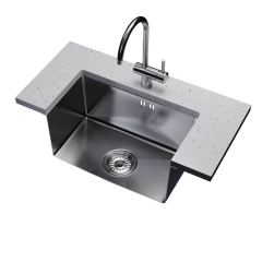 Мойка нерж. подст.монтаж MIXLINE PRO 53х43 тол. 3 мм, чёрный графит, с сифоном