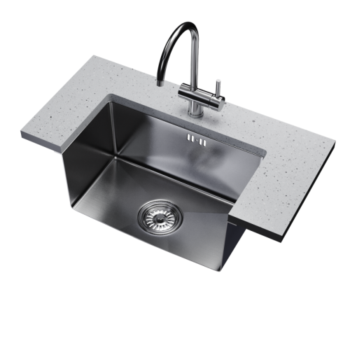Мойка нерж. подст.монтаж MIXLINE PRO 53х43 тол. 3 мм, чёрный графит, с сифоном