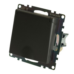 Розетка 2P+Е Катрин графит крышка,с защитной шторкой GLS16-7112-06