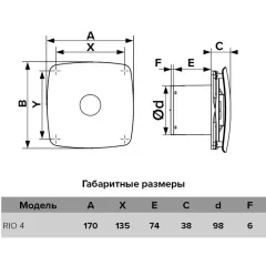 Вентилятор осевой вытяжной D100 RIO 4C
