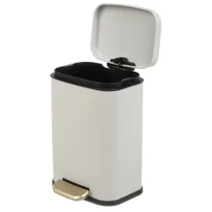 Ведро для мусора 6л нерж.сталь, прямоуг, белое Y4-8666 (479315)
