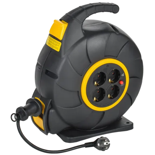 Удлинитель на катушке 4-мест. 20м 2Р+Е автосмотка 16А IP20 ПВС 3х1.5 IEK TWIST TW-KP27-16-04-20