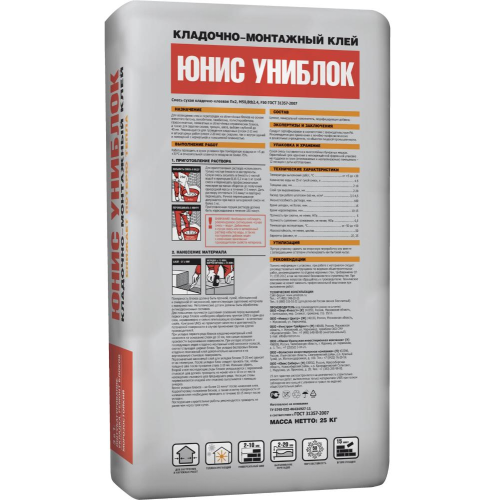 Клей кладочный UNIS Униблок ЗИМНИЙ 25кг