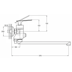 Смеситель для ванны G-LAUF LOT7-A010, ф-35
