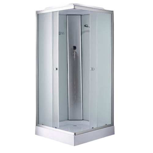 Душевая кабина квадрат EVA GOLD 100х100см низ. поддон, белое заднее стекло, матовый профиль F101WS-Q (4кор.)