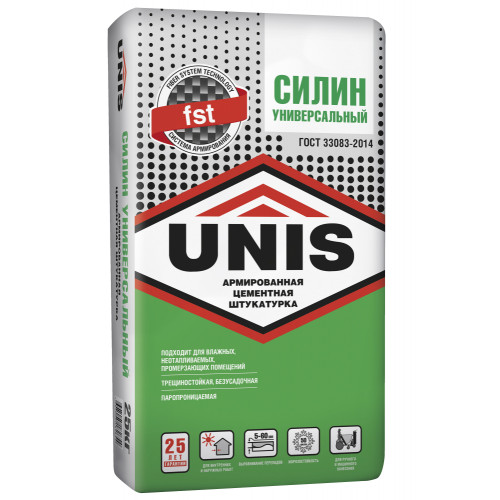 Штукатурка UNIS СИЛИН универс. армир. цементная 25 кг