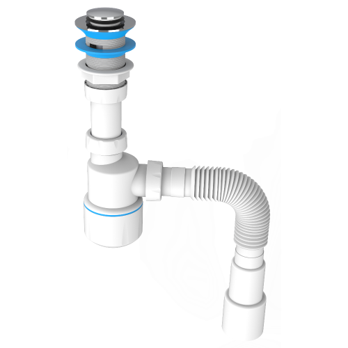 Сифон для умывальника ZEGOR 1 1/4' click-cluckс гибкой трубой 40х50 (YCC101-0)